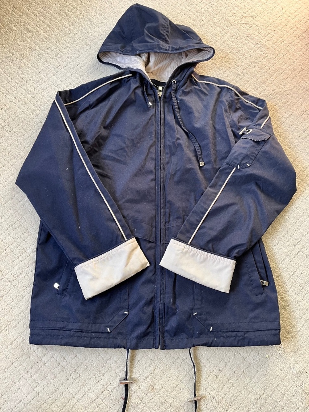 Vintage 90s Women’s Navy Hooded Jacket coastal utility  outdoorsy chic Size SM